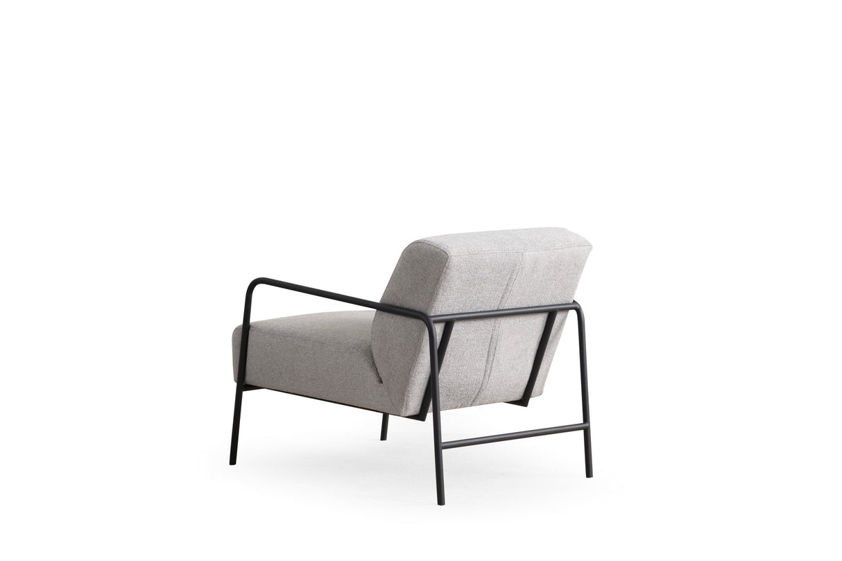 Fauteuils - Moderne Fauteuil Eti Grijs Stof - Zwart Frame - Dimehouse