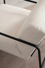 Fauteuils - Moderne Fauteuil Eti Wit Stof - Zwart Frame - Dimehouse