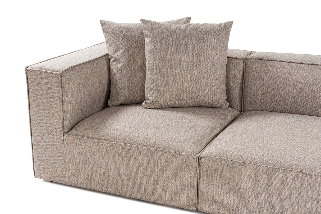 Banken - Modulaire XXL hoekbank beige linnen 430 cm breed Sora - Dimehouse