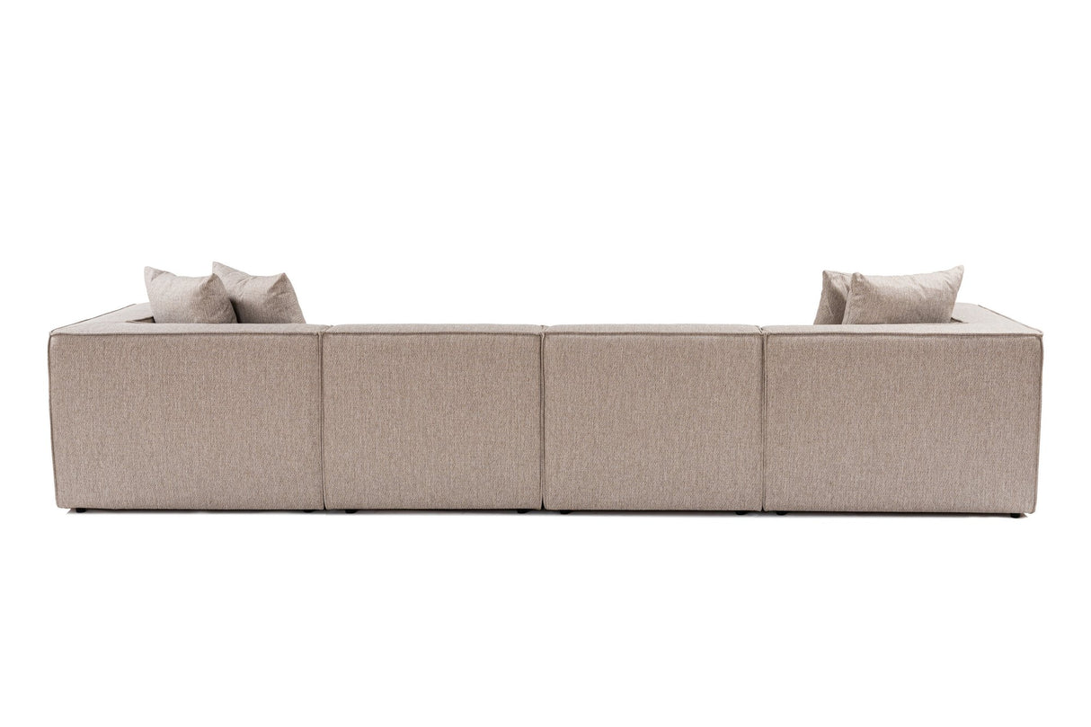 Banken - Modulaire XXL hoekbank beige linnen 430 cm breed Sora - Dimehouse