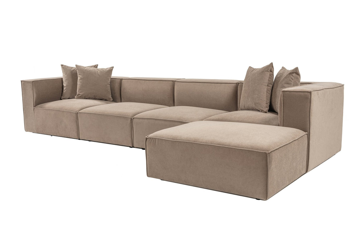 Banken - Modulaire XXL hoekbank cappucino linnen 430 cm Sora - Dimehouse