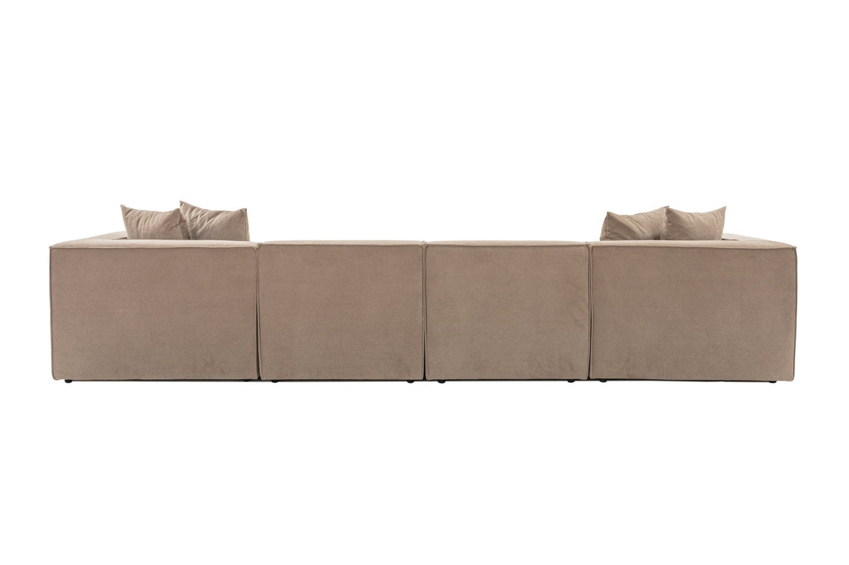 Banken - Modulaire XXL hoekbank cappucino linnen 430 cm Sora - Dimehouse