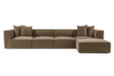 Banken - Modulaire XXL hoekbank taupe linnen 430 cm breed Sora - Dimehouse