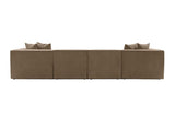 Banken - Modulaire XXL hoekbank taupe linnen 430 cm breed Sora - Dimehouse