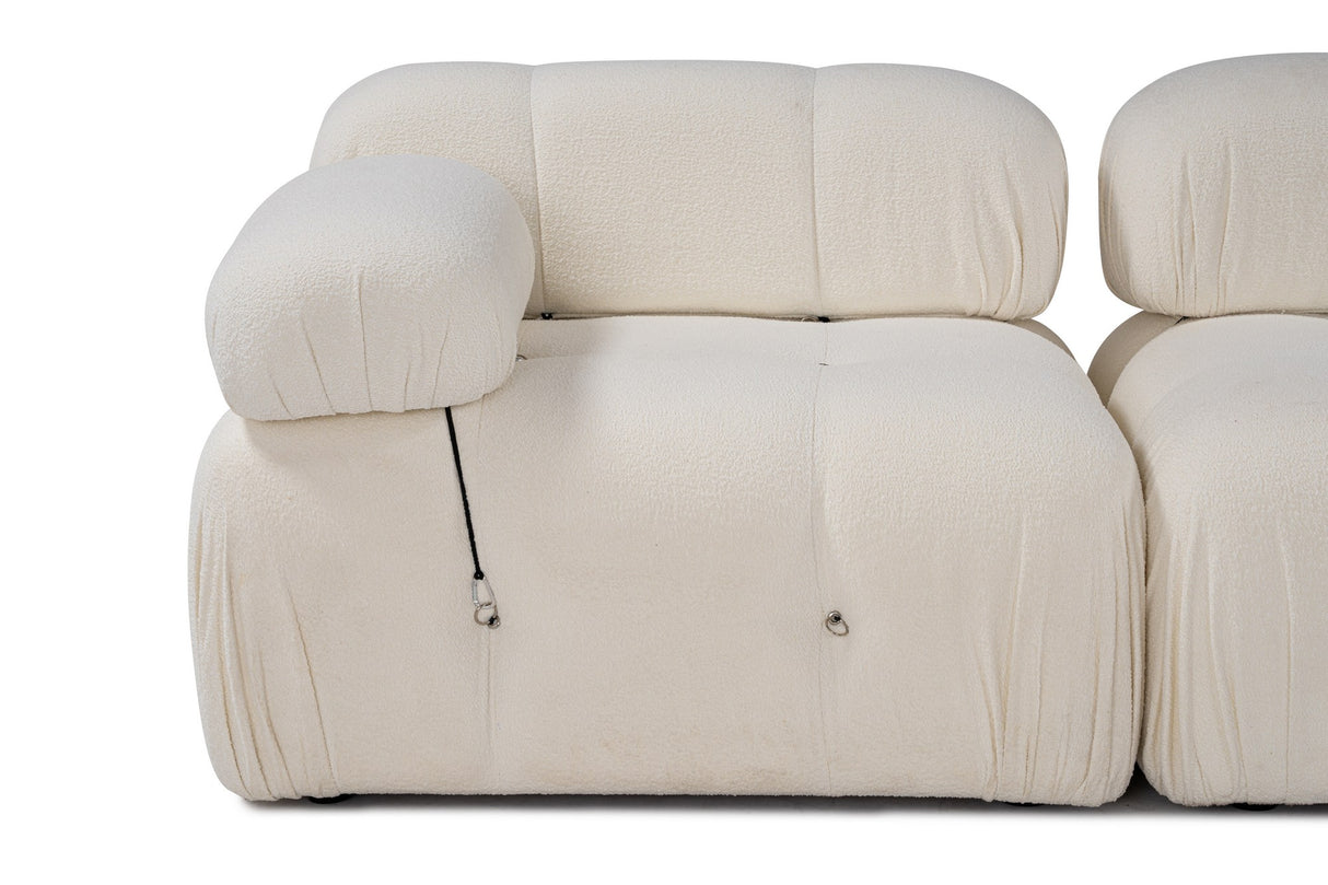 Banken - Modulaire XXL hoekbank Bubble met hocker - bouclé wit - Dimehouse
