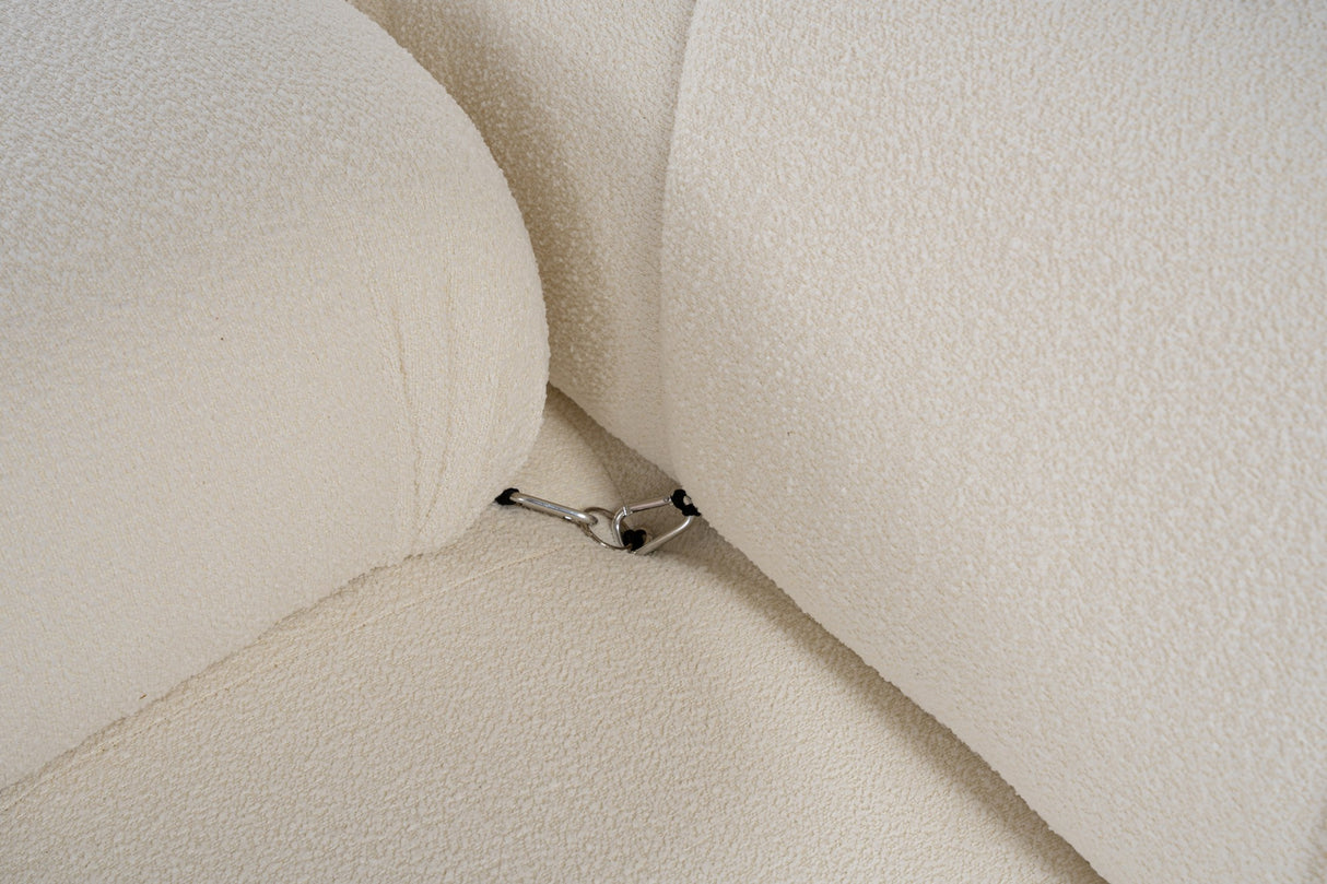 Banken - Modulaire XXL hoekbank Bubble met hocker - bouclé wit - Dimehouse