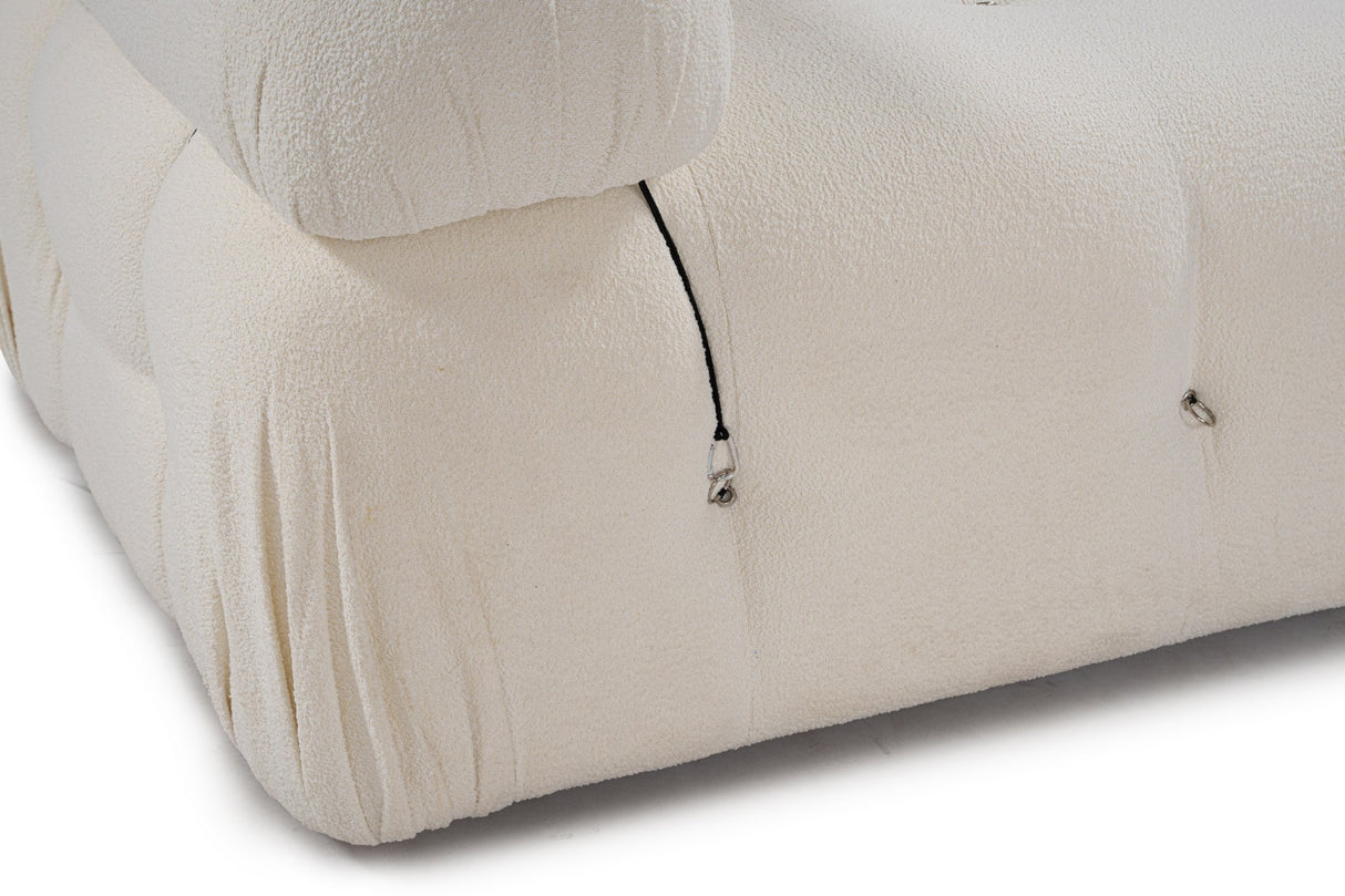 Banken - Modulaire XXL hoekbank Bubble met hocker - bouclé wit - Dimehouse