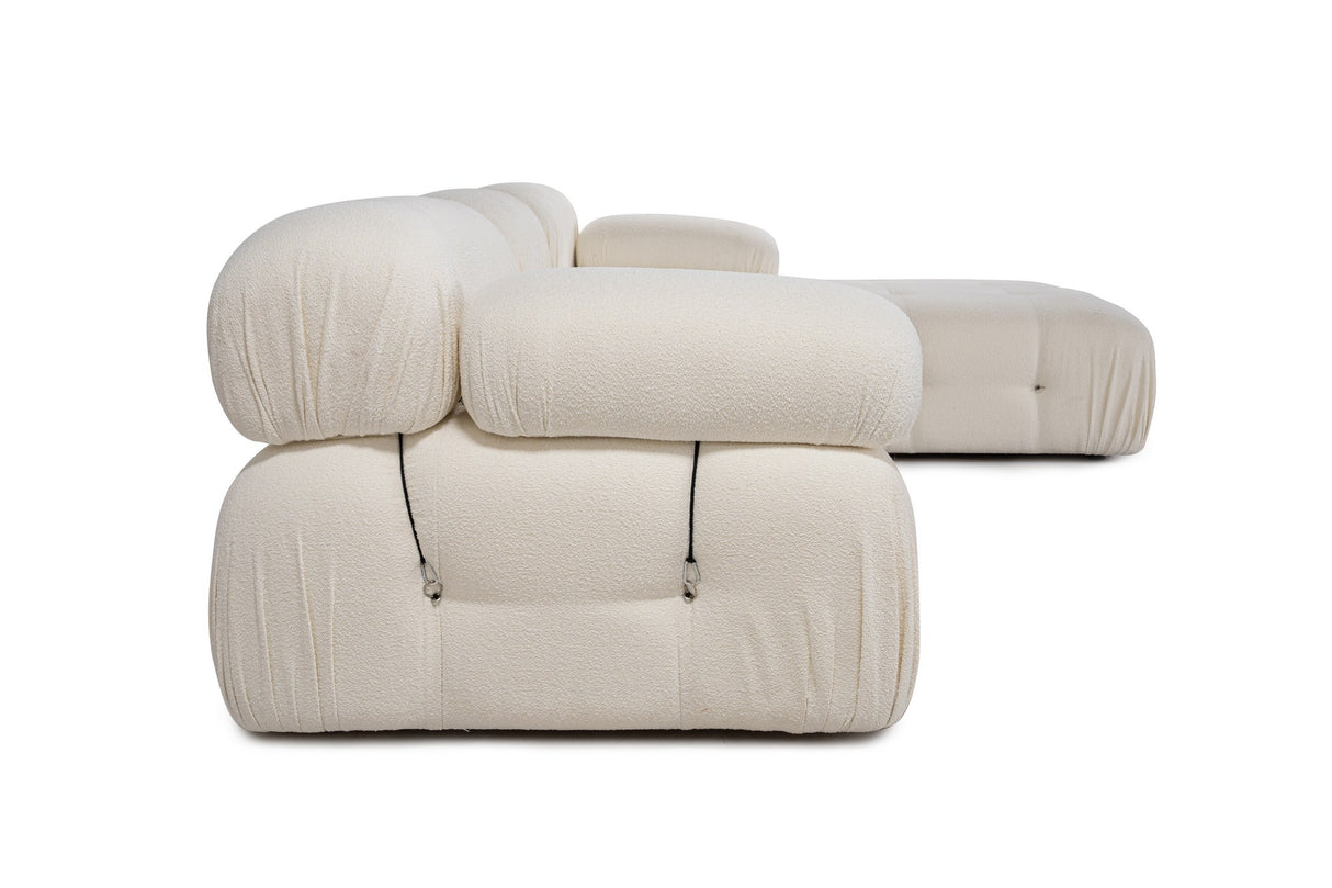 Banken - Modulaire XXL hoekbank Bubble met hocker - bouclé wit - Dimehouse