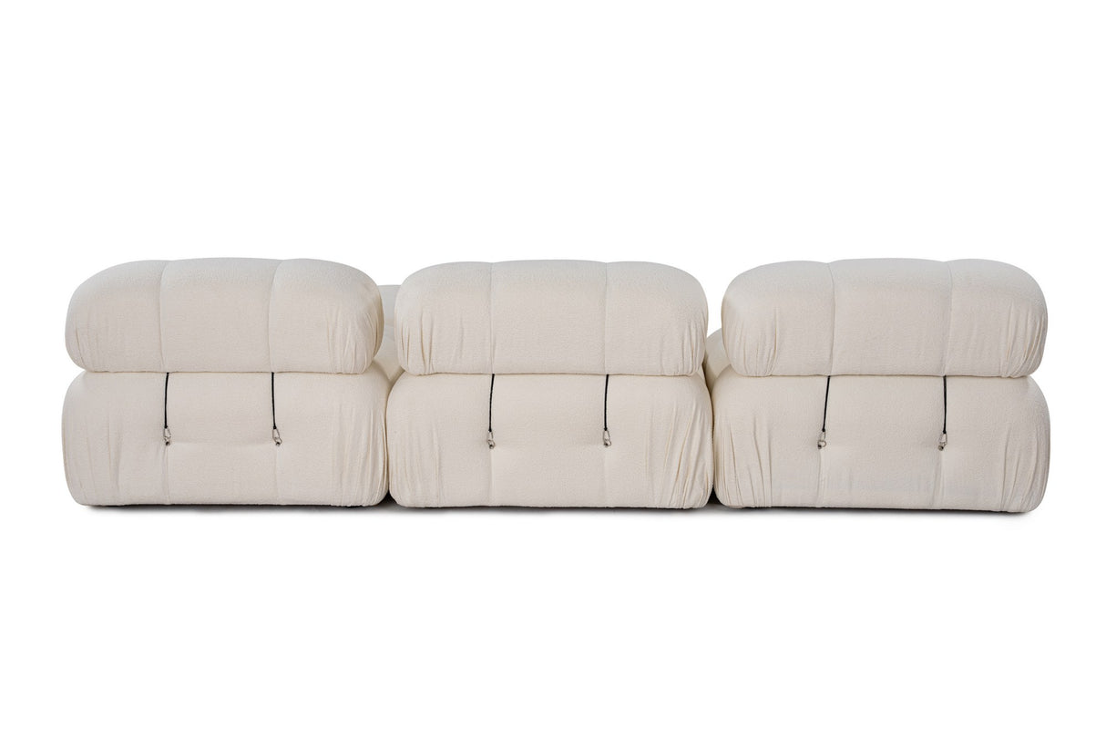 Banken - Modulaire XXL hoekbank Bubble met hocker - bouclé wit - Dimehouse