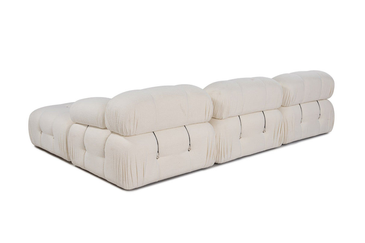 Banken - Modulaire XXL hoekbank Bubble met hocker - bouclé wit - Dimehouse
