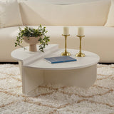 Salontafels - Ronde Salontafel Wood Wit 85 cm Houtlook Melamine Orin - Dimehouse