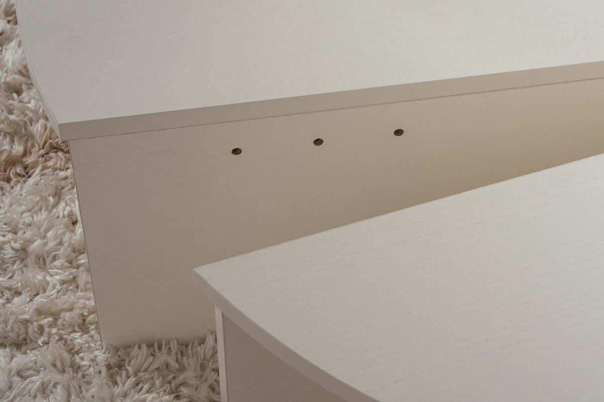 Salontafels - Ronde Salontafel Wood Wit 85 cm Houtlook Melamine Orin - Dimehouse