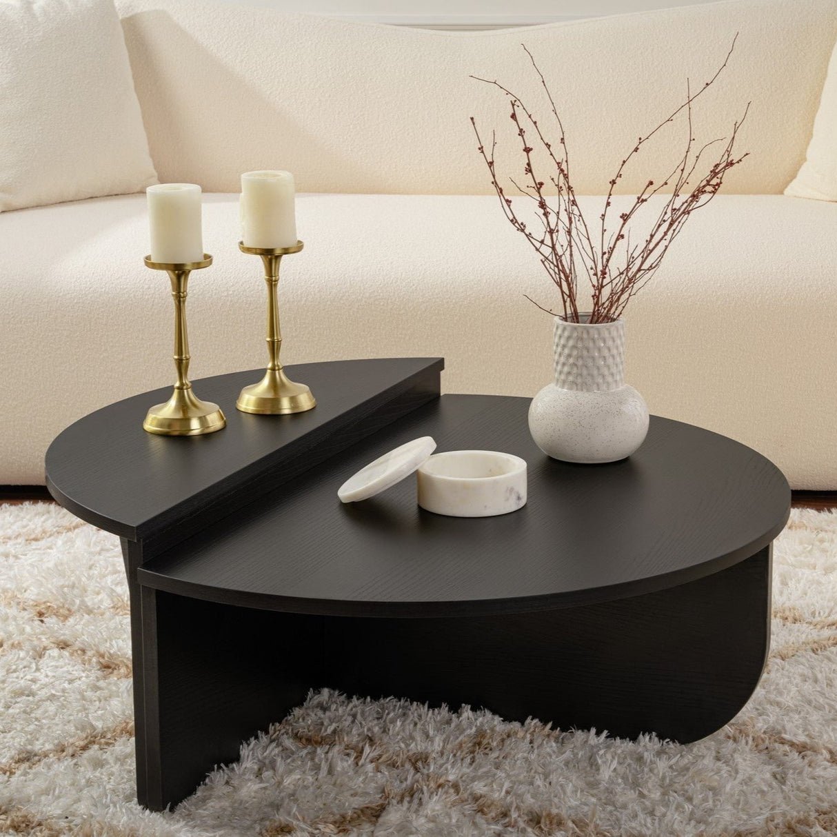 Salontafels - Ronde Salontafel Zwart Getrapt Melamine 85 cm Orin - Dimehouse