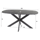 Eettafels - Eettafel Mysha Deens Ovaal Melamine Zwart 150x90 cm - Dimehouse