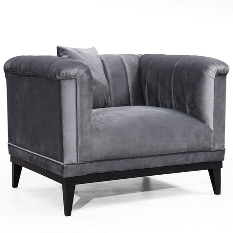Fauteuils - Klassiek landelijke fauteuil donkergrijs velvet stof gecapitonneerd Bay - Dimehouse