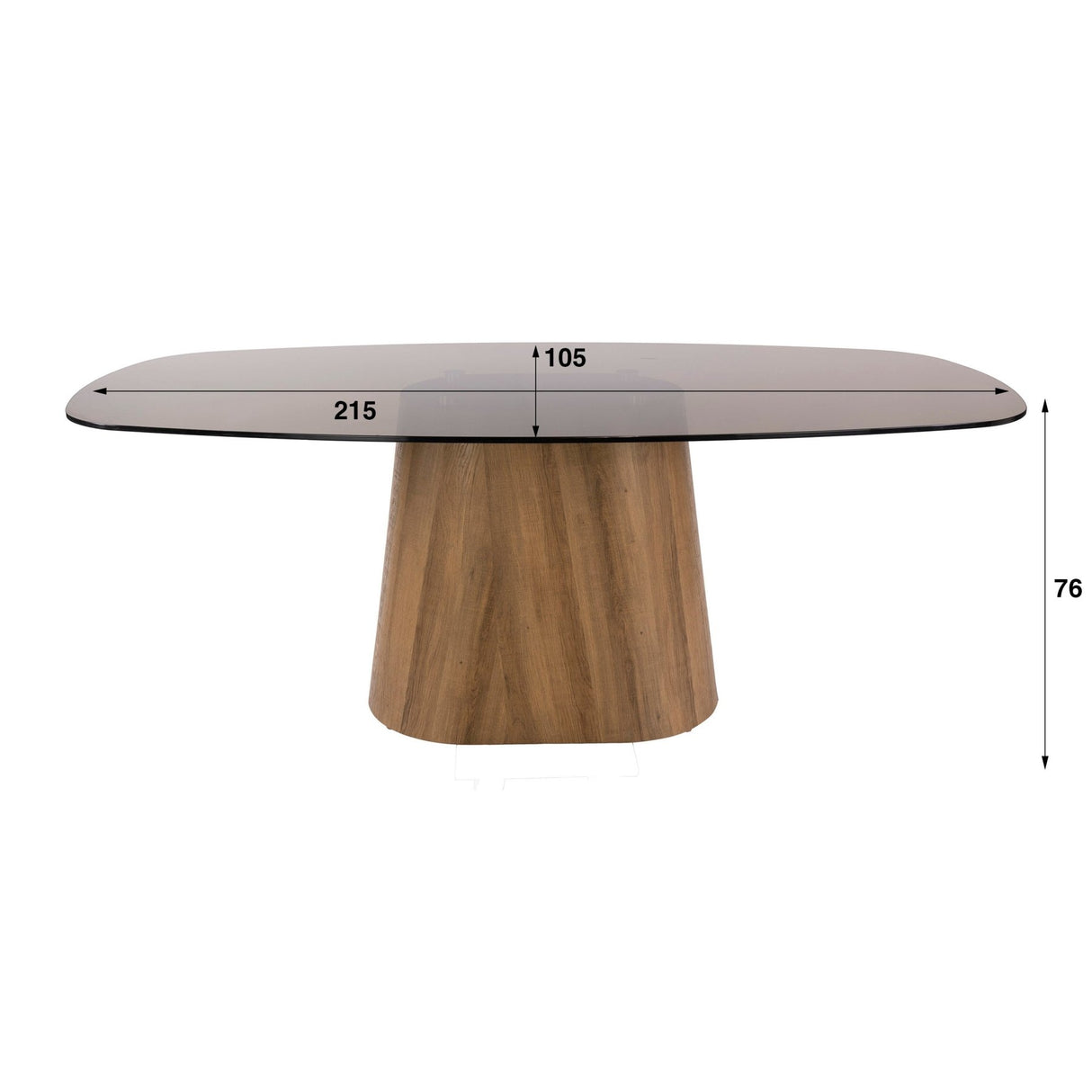 Eettafel - Deens ovale eettafel bruin rookglas eikenhout - look frame Thor 215 cm - Dimehouse