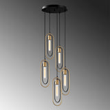 Hanglampen - Hanglamp 5 - lichts Zwart Goud Metaal Dune - Dimehouse