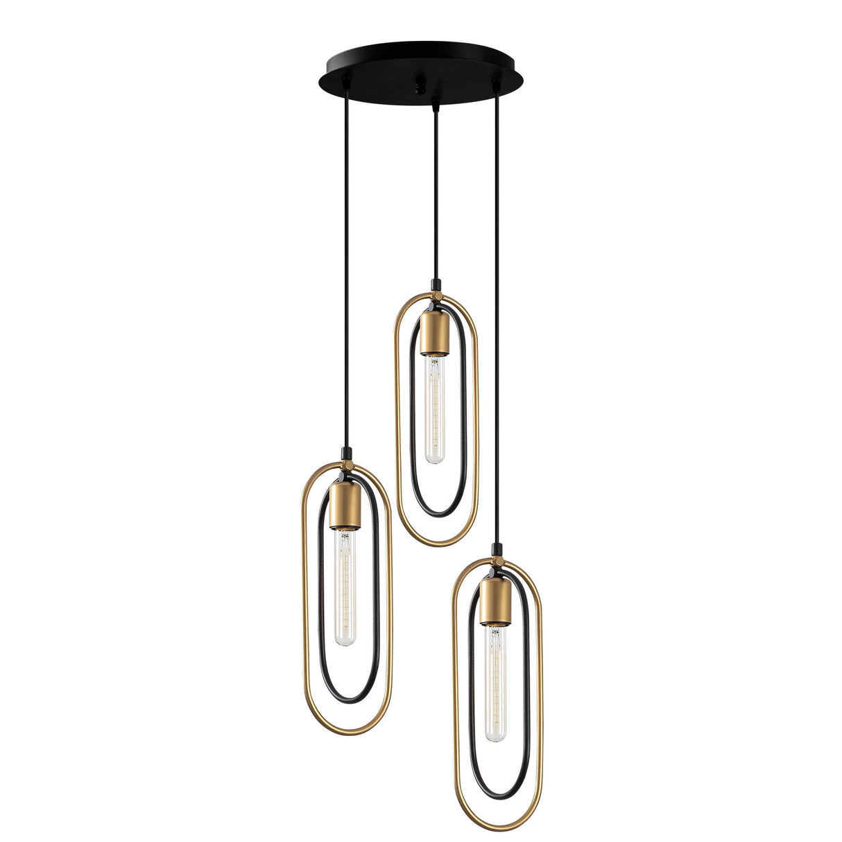 Hanglampen - Hanglamp 3 - lichts Zwart Goud Metaal Dune - Dimehouse