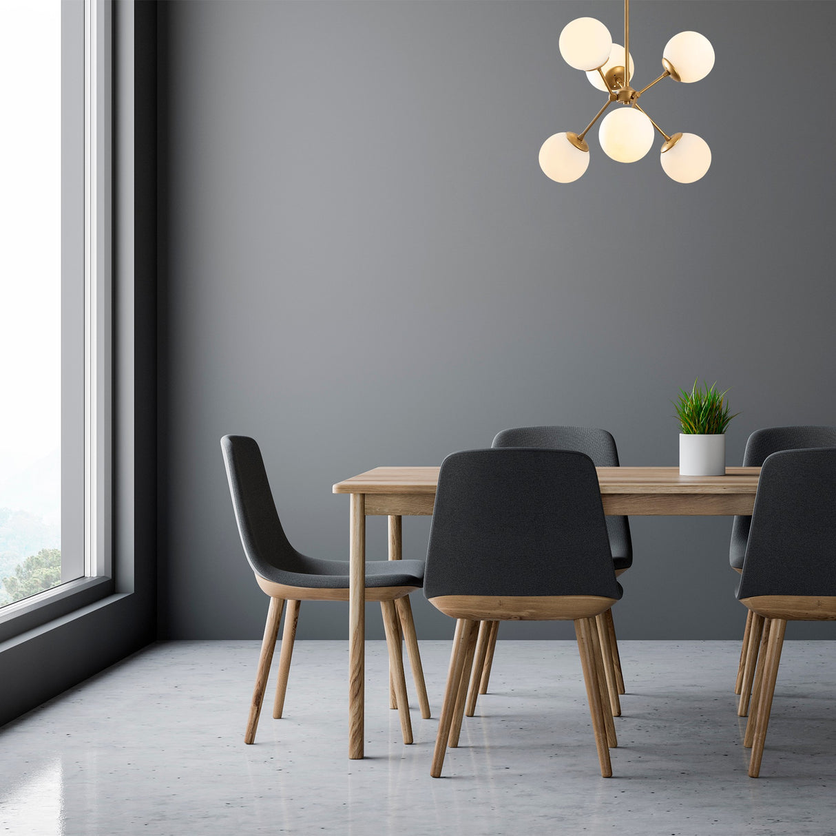 Hanglampen - Hanglamp 6 - lichts Goud Glas Sereno - Dimehouse