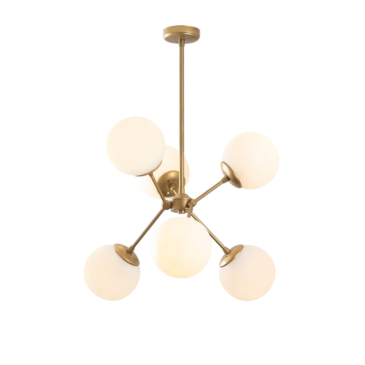 Hanglampen - Hanglamp 6 - lichts Goud Glas Sereno - Dimehouse