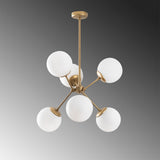 Hanglampen - Hanglamp 6 - lichts Goud Glas Sereno - Dimehouse