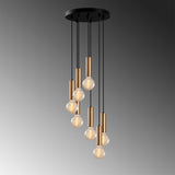Hanglampen - Hanglamp 7 - lichts Getrapt Bronskleurig Metaal Scarlet - Dimehouse