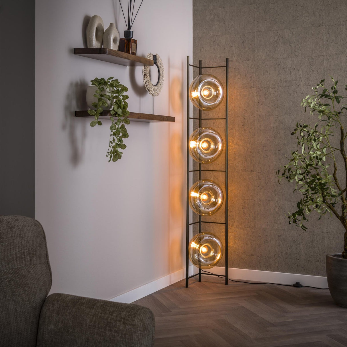 Vloerlampen - Vloerlamp Sola 4 - lichts Amber Glas 168 cm - Dimehouse