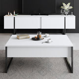 Salontafels - Rechthoekige Salontafel Wit Luxe 90x60 - Zwart Frame - Dimehouse