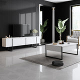 Salontafels - Rechthoekige Salontafel Wit Luxe 90x60 - Zwart Frame - Dimehouse