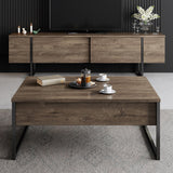 Salontafels - Rechthoekige Salontafel Walnoot Luxe 90x60 - Zwart Frame - Dimehouse