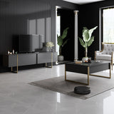Meubelsets - Meubelset Antraciet Luxe - Salontafel + TV Meubel - Gouden Frame - Dimehouse