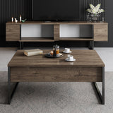 Meubelsets - Meubelset Walnoot Luxe - Salontafel + TV Meubel - Zwart Frame - Dimehouse