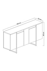 Dressoirs - Modern Dressoir Antraciet Luxe 160x80x35 - Zwart Frame - Dimehouse