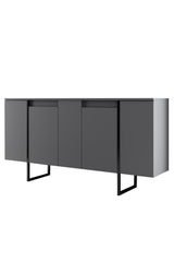 Dressoirs - Modern Dressoir Antraciet Luxe 160x80x35 - Zwart Frame - Dimehouse