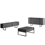 Dressoirs - Modern Dressoir Antraciet Luxe 160x80x35 - Zwart Frame - Dimehouse