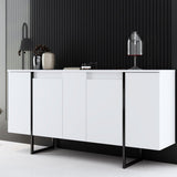 Dressoirs - Modern Dressoir Wit Luxe 160x80x35 - Zwart Frame - Dimehouse