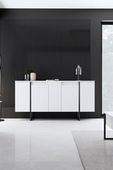 Dressoirs - Modern Dressoir Wit Luxe 160x80x35 - Zwart Frame - Dimehouse