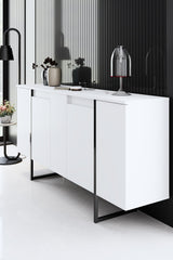 Dressoirs - Modern Dressoir Wit Luxe 160x80x35 - Zwart Frame - Dimehouse