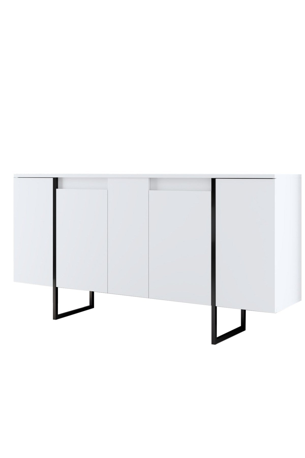 Dressoirs - Modern Dressoir Wit Luxe 160x80x35 - Zwart Frame - Dimehouse