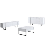 Dressoirs - Modern Dressoir Wit Luxe 160x80x35 - Zwart Frame - Dimehouse