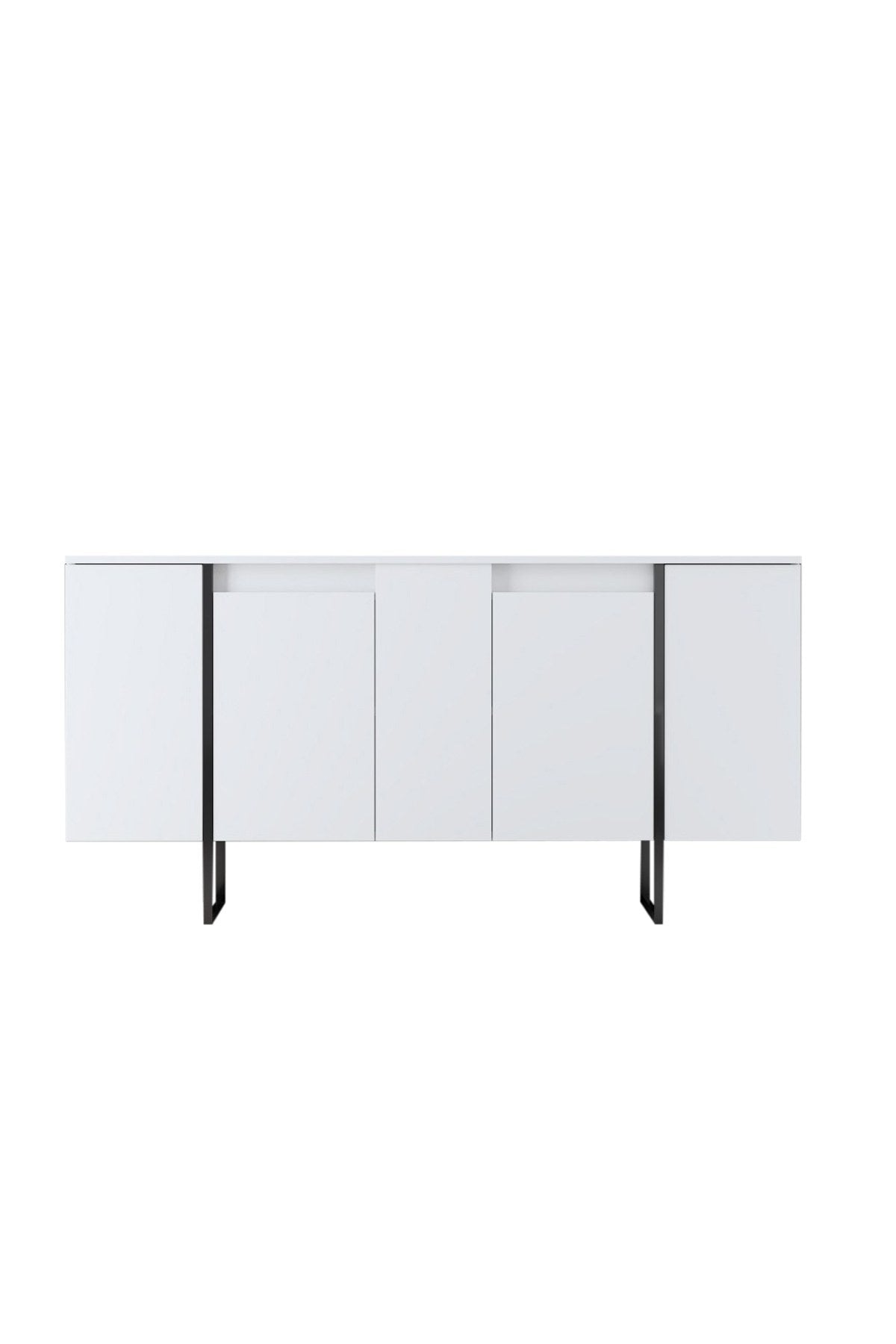 Dressoirs - Modern Dressoir Wit Luxe 160x80x35 - Zwart Frame - Dimehouse