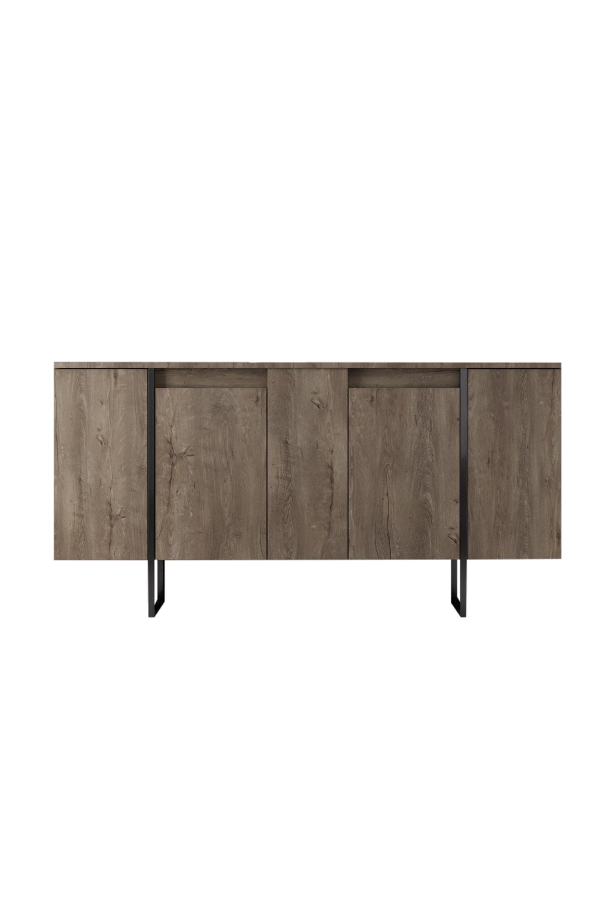 Dressoirs - Modern Dressoir Walnoot Luxe 160x80x35 - Zwart Frame - Dimehouse