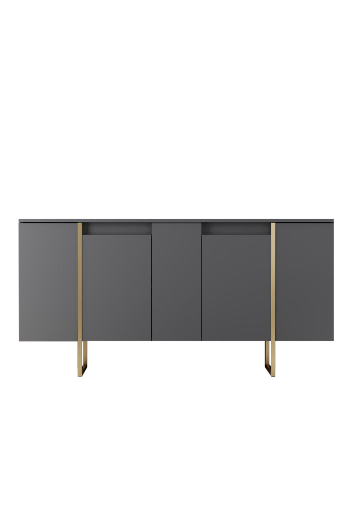 Dressoirs - Modern Dressoir Antraciet Luxe 160x80x35 - Gouden Frame - Dimehouse