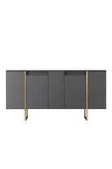 Dressoirs - Modern Dressoir Antraciet Luxe 160x80x35 - Gouden Frame - Dimehouse