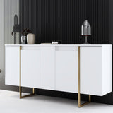 Dressoirs - Modern Dressoir Wit Luxe 160x80x35 - Gouden Frame - Dimehouse