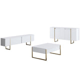 Dressoirs - Modern Dressoir Wit Luxe 160x80x35 - Gouden Frame - Dimehouse