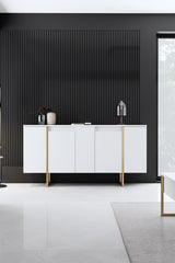 Dressoirs - Modern Dressoir Wit Luxe 160x80x35 - Gouden Frame - Dimehouse