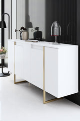 Dressoirs - Modern Dressoir Wit Luxe 160x80x35 - Gouden Frame - Dimehouse