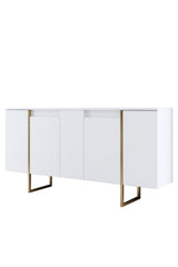Dressoirs - Modern Dressoir Wit Luxe 160x80x35 - Gouden Frame - Dimehouse