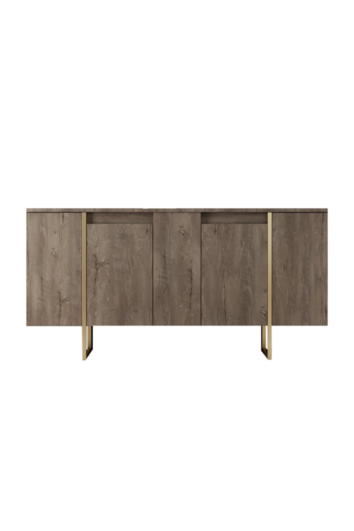 Dressoirs - Modern Dressoir Walnoot Luxe 160x80x35 - Gouden Frame - Dimehouse